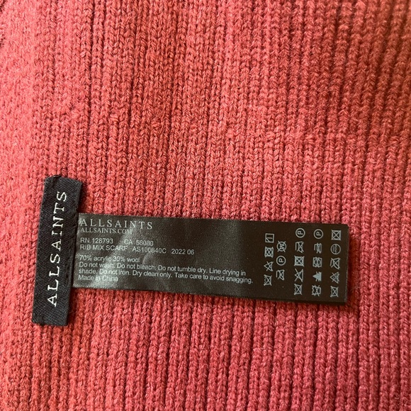 All Saints ribbed knit scarf merino wool blend - Picture 5 of 5